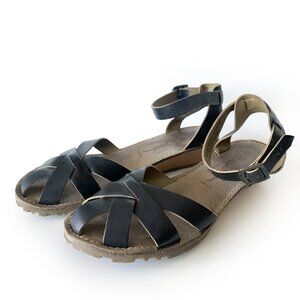 Fly London Tono Sebta Black Wedge Ankle Strap Sandals